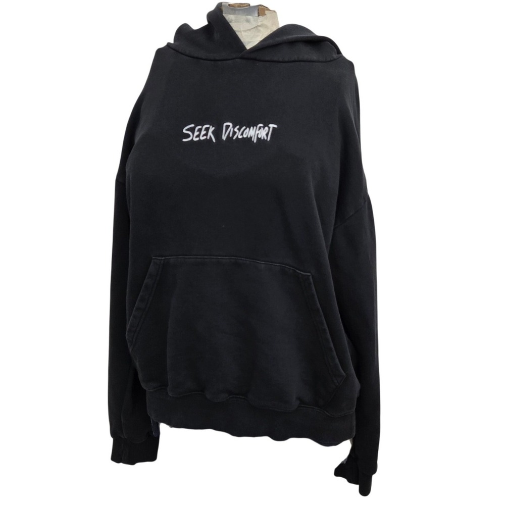 Seek Discomfort Hoodie Small S‎ Black Life Full of Color Rainbow Yes Theory Flaw